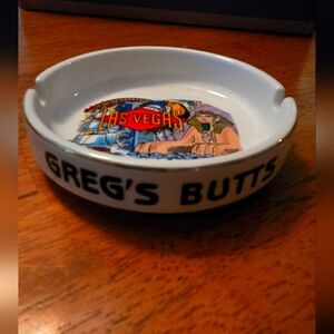 VINTAGE Las Vegas Souvenir Ashtray Personalized For GREG'S BUTTS